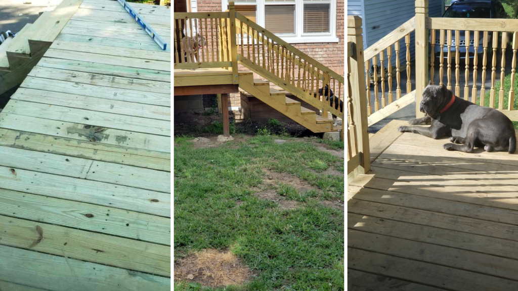 Collage of a deck in different states of development